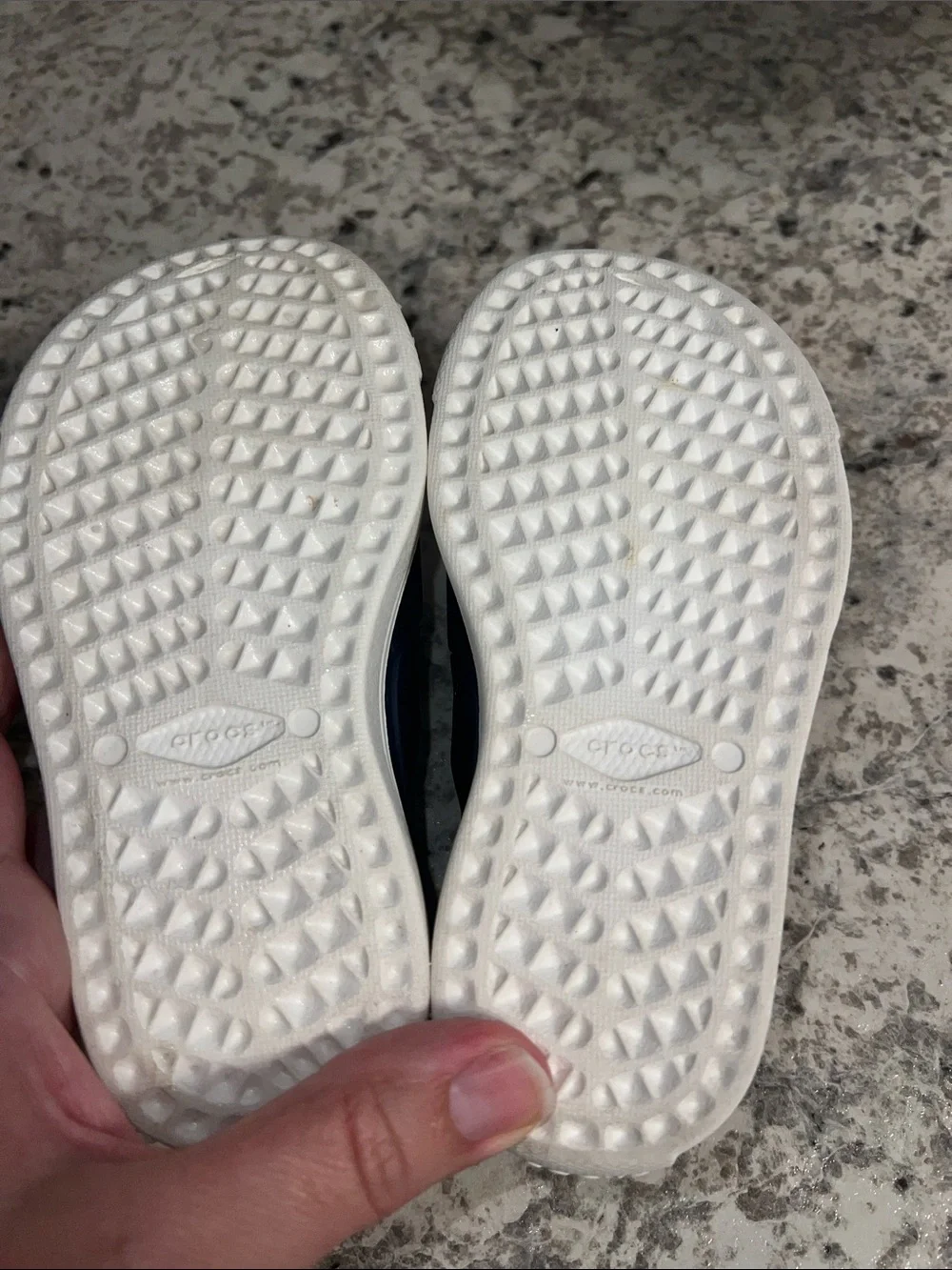 CROCS Kids Navy Slip-On Perforated Sandals with White Sole